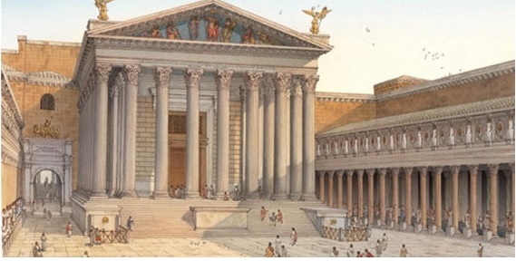 Fórum de Augusto. Reconstrução em 3D do Templo de Marte